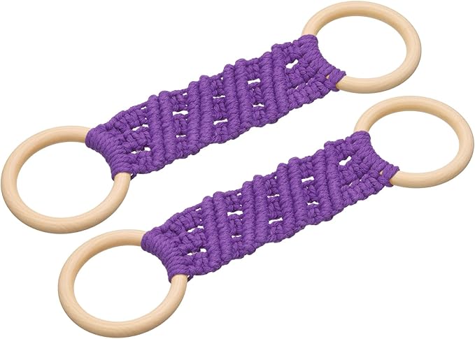 uxcell 2Pcs Kitchen Dish Towel Holder, 11"x3" Crochet Towel Ring with Hanging Loop for Cabinet House Oven Stove Door, Dark Purple
