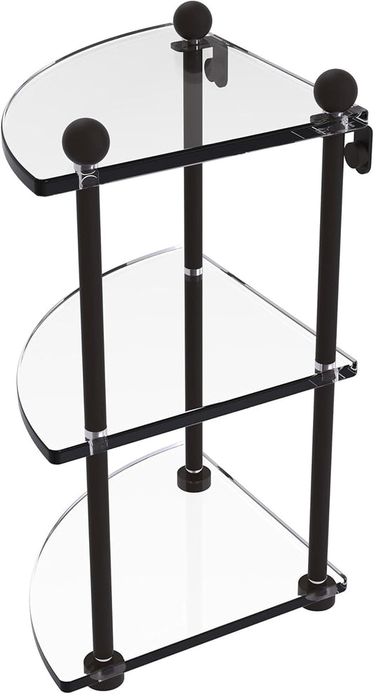 Allied Brass PR-6-ORB Three Tier Corner Glass Shelf, Oil Rubbed Bronze