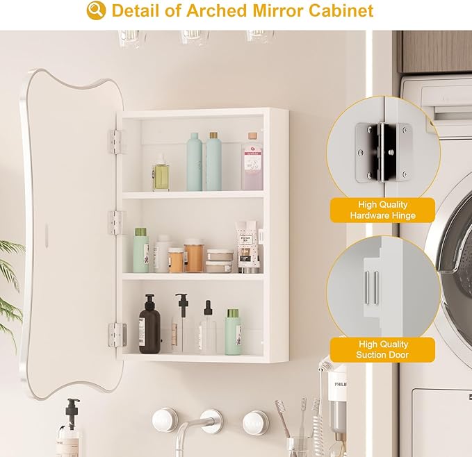 Bathroom Medicine Cabinet with Mirror,Mirrored Medicine Cabinets,Surface Mount Medicine Cabinet Wall Mounted,Bathroom Vanity Mirror with Storage 20x30