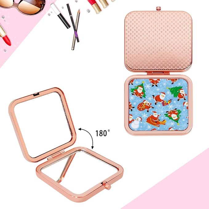 Pocket Mirror, 1X/2X Magnification Compact Travel Makeup Mirror for Purse, 2-Sided, Portable, Folding, Handheld, Small Mirror for Gift Christmas