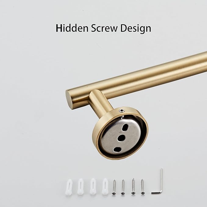 Bath Towel Bar, 18 Inch 304 Stainless Steel Thicken Towel Holder for Bathroom Wall, Towel Holder Brushed Gold Finished Wall Mount(Total Length 20-Inch)
