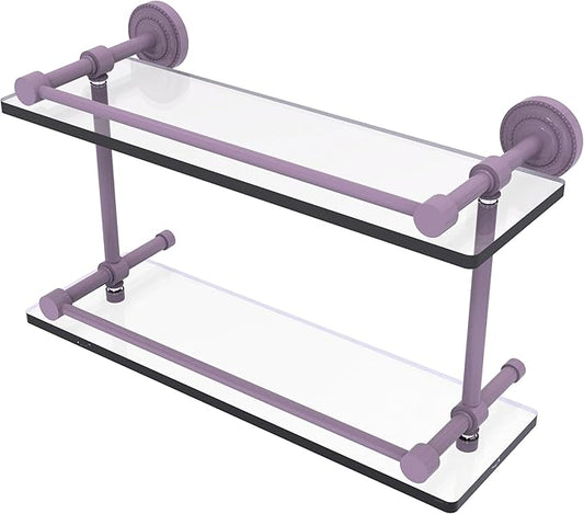 Allied Brass DT-2/16-GAL-LVN Dottingham 16 Inch Double Glass Shelf with Gallery Rail, Lavender