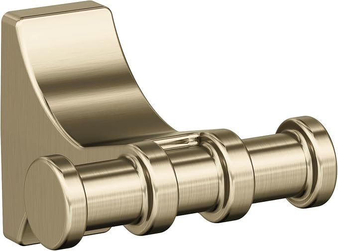 Amerock BH36050BBZ | Golden Champagne Double Robe Hook | 2-15/16 in. (75 mm) Length Towel Holder | Davenport | Towel Hook for Bathroom | Bathroom Hardware | Bath Accessories