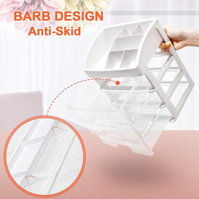 Makeup Organizer for Vanity, Skincare Organizers with 3 Drawers, Cosmetics Organizer for Skin Care, Eyeshadow, Brushes, Lipstick, Powders, Nail Polish.Great for Dresser, Bedroom, Bathroom (White)