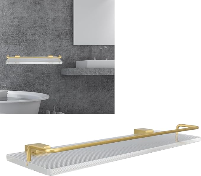 Floating Shelves for Wall Set, Modern Acrylic Bathroom Shelves, Multipurpose Storage Shelves for Bathroom, Kitchen (40cm)
