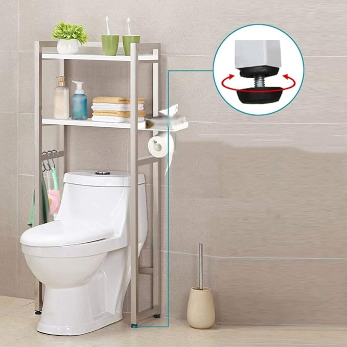 AGYH Bathroom Shelf Water and Rust-Proof Floor Stand Stainless Steel Toilet Frame (Size : 48 * 90 * 125cm)