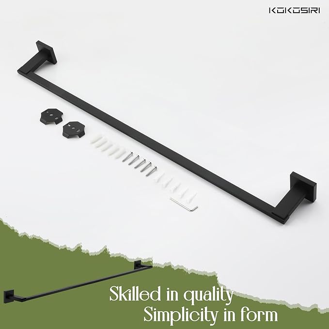 KOKOSIRI 32 Inch Bath Towel Bars Bathroom Towel Racks Towel Holder Towel Rods Kitchen Towel Hanger Bathroom Accessories Stainless Steel Wall Mounted Matte Black B4006BK-L32