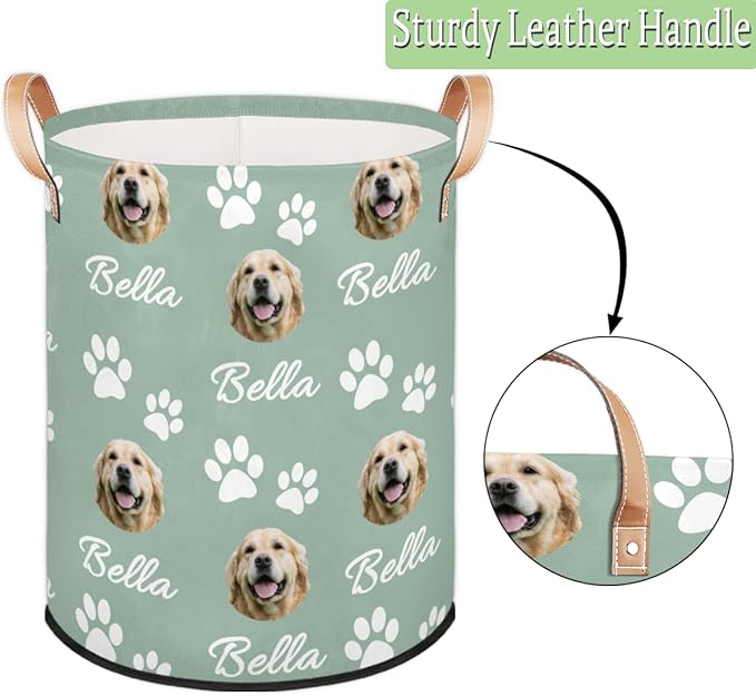 Custom Dog Print Laundry Hamper, Personalized Laundry Baskets with Handles Dirty Clothes Hamper Storage Basket