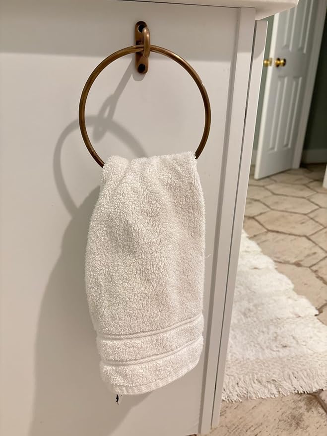 STYLENT Decor Solid Brass Towel Ring | Antique Hand Towel Hanger, Round Towel Holder for Bathroom,Toilet,Kitchen Accessories Handmade & Minimalist Design (Brass Antique By Hand)