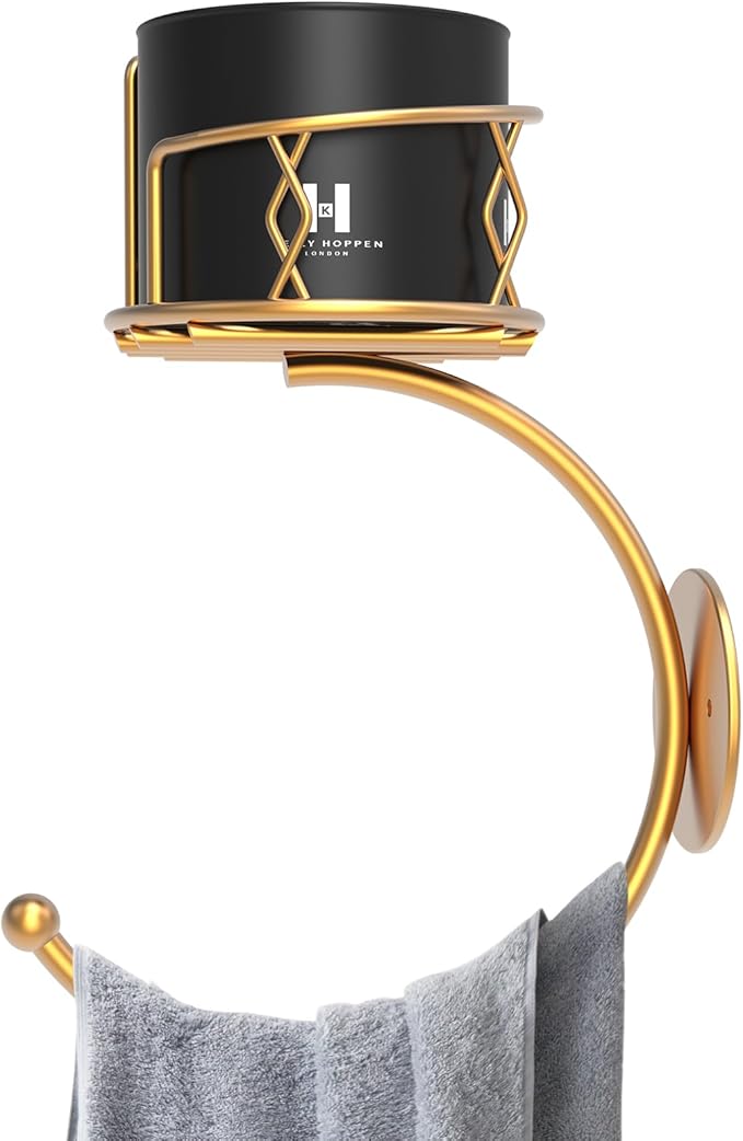 Hand Towel Holder for Bathroom with Vintage Wall Mounted Candle Holder, Metal Sturdy Wall-Mounted, Hand Towel Racks/Robe Hanger for Bathroom Decor Accessories(Gold)