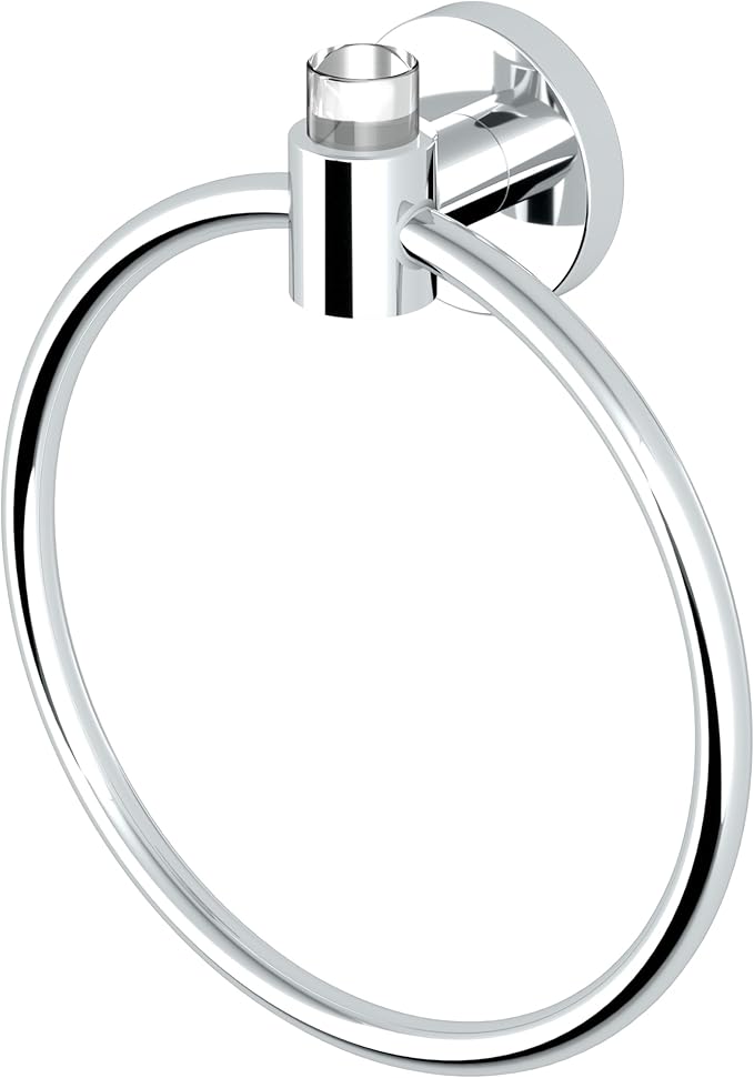 Gatco 5712 Clarion Towel Ring | Wall Mount Bathroom Hand Towel Holder, Modern Bathroom Accessory | Crystal-Clear Acrylic & Chrome Finish
