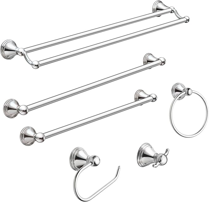 Moen DN8418CH Preston Collection 18-Inch Single Bar Bathroom Towel Bar, Chrome (Pack of 2)