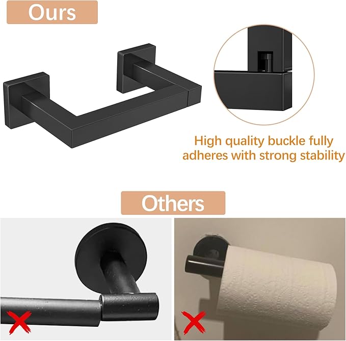 FEILERN Toilet Paper Holder, Wall Mounted Post Pivoting Square Tissue Holders Roll Holder Hangers for Bathroom, Commercial Toilet Paper Dispenser, Matte Black