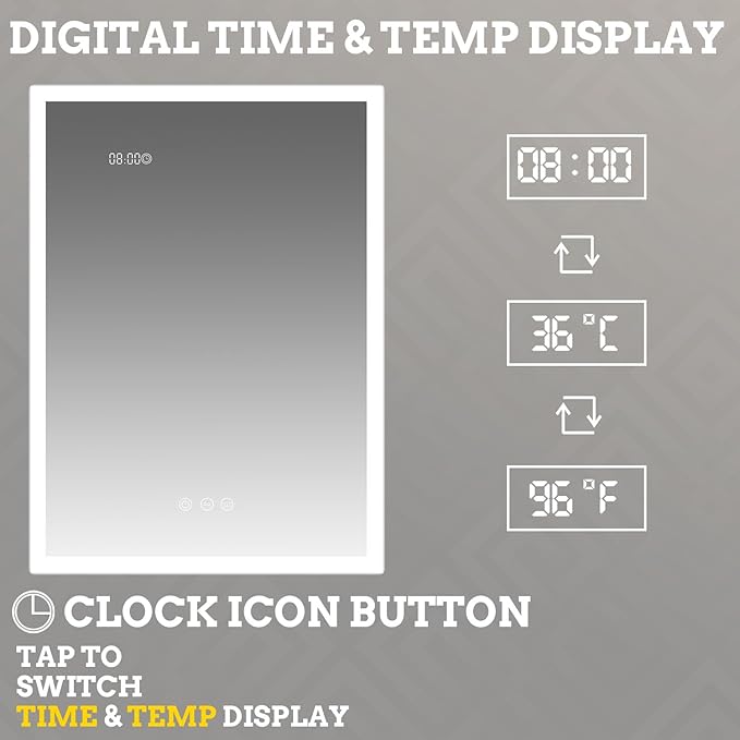 20×28 Inch Bathroom Medicine Cabinet with Lights, LED Medicine Cabinet with Mirror, Lighted Bathroom Mirror Cabinet with Storage, Digital Clock & Temp Display, Surface Mount