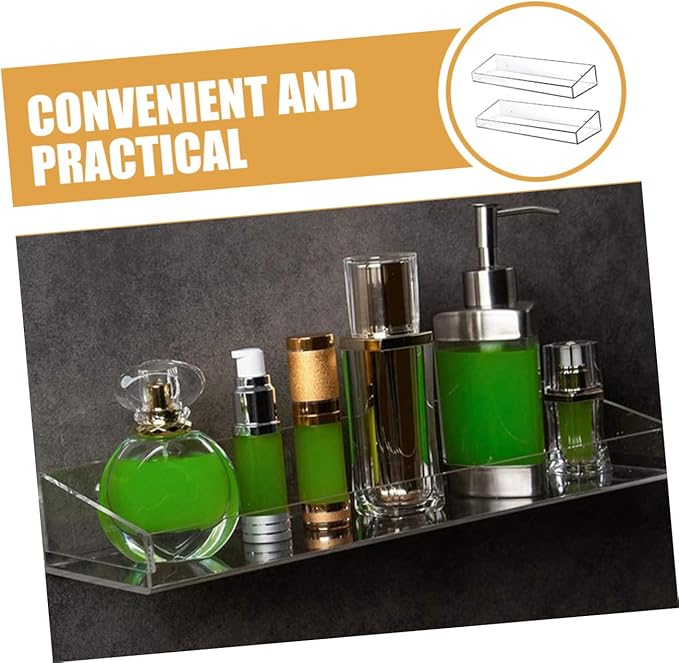 1set Floating Acrylic Shelf for Bathroom and Kitchen Storage Wall-mounted Organizer for Toiletries Seasonings and Essentials for Efficient Space Saving