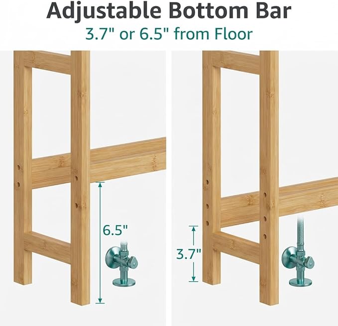 Over the Toilet Storage, 3-Tier Bamboo Bathroom Organizer with Adjustable Shelf, Space-Saving Rack, 66.9" Tall (Natural Color)