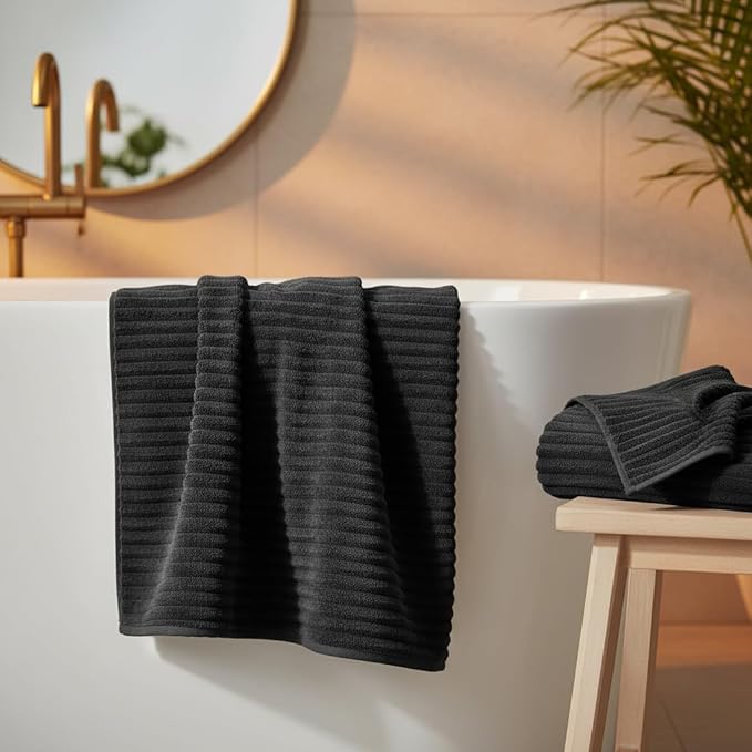 Oversized Bath Sheets 40x80 Inches Extra Large Bath Towels for Adults Super Soft Quick Dry Highly Absobent Microfiber Shower Towels for Bathroom, Pool, Gym, Yoga Towel (Black, 2Piece)