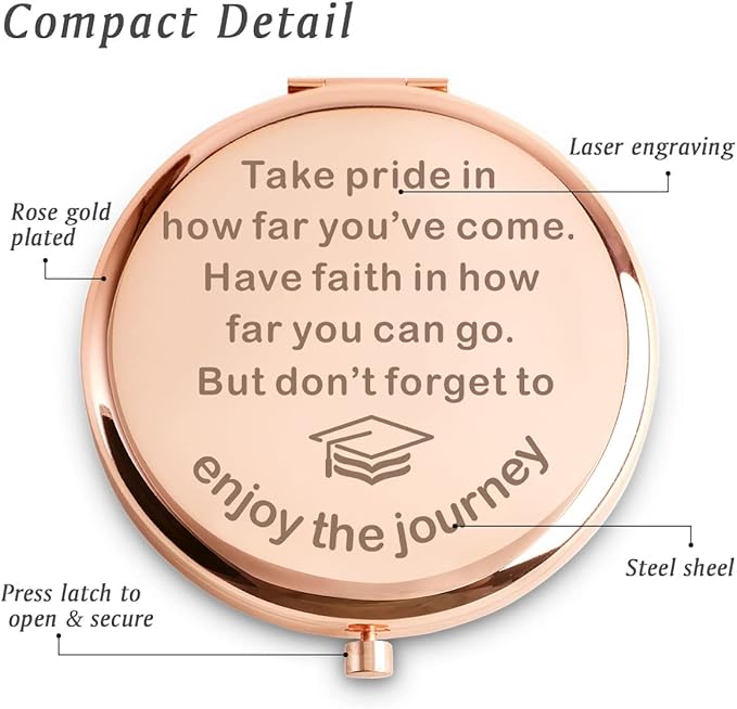Personalized Compact Mirrors, 2025 Graduation Gifts for Her Women Girls, Unique Gift for College Medical High School Student, Best Presents Ideas for Female Graduate