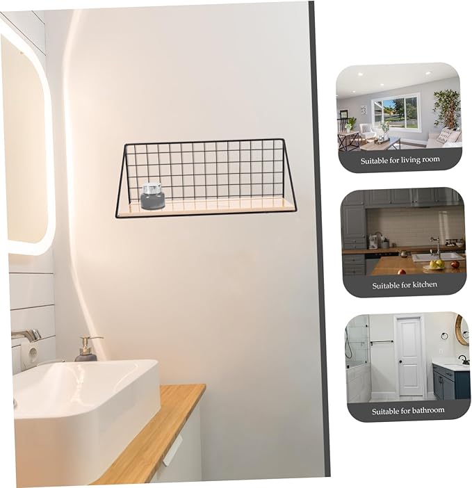 VALICLUD Multifunctional Wall-Mounted Storage Rack Shelves for Bathroom Kitchen Decorative Wall Shelf Black