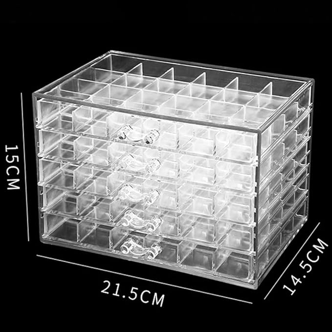 HOKY 120 Grids Transparent Acrylic Nail Display Organizer Makeup Jewelry Nail Art Cosmetic Display Rack Drawer Boxes Organizers