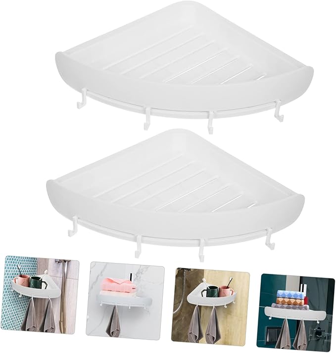 1Set Corner Storage Rack Punch Bathroom Organizer for Cosmetics Toiletries Material Versatile Wall Shelf for Bathroom Home Use
