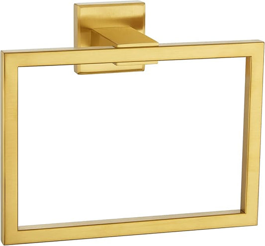 Angle Simple Hand Towel Holder Brushed Dark Gold, SUS 304 Stainless Steel Square Towel Ring for Bathroom Wall, 7.09 Inches