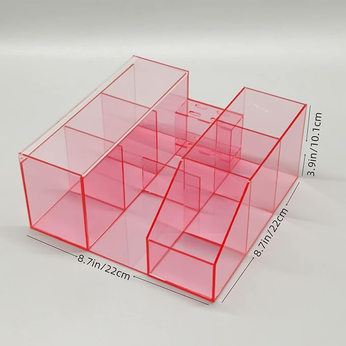 Eyelash Beauty Organizer, Acrylic Eyelash Grafting Tool Storage Beauty Tool W/Tweezers Holder Display Boxes for Home Eyelash Salon (Transparent Pink)