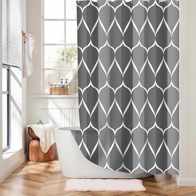 Gray Shower Curtain Grey Modern Bathroom Shower Curtain Waterproof Fabric Machine Washable Shower Curtains 60 x 72 Inches