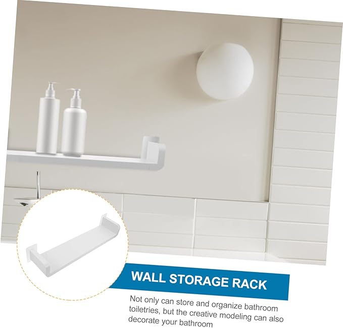 1Pc Punch U Shape Wall Mounted Rack Storage Shelf for Bathroom Capacity Easy Installation for Tidy Spaces