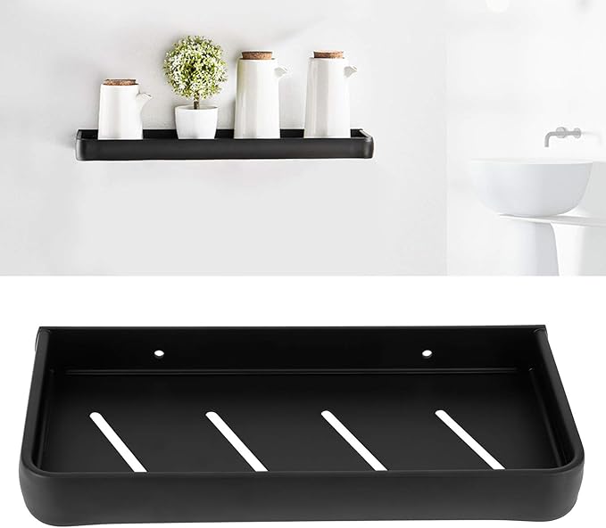 CDQL Bathroom Shelf, Space Aluminum, Wall Mounted, Hollow Storage Rack, Heavy Duty, Spacious Countertop Design Basket Organizer for Home (Monolayer)