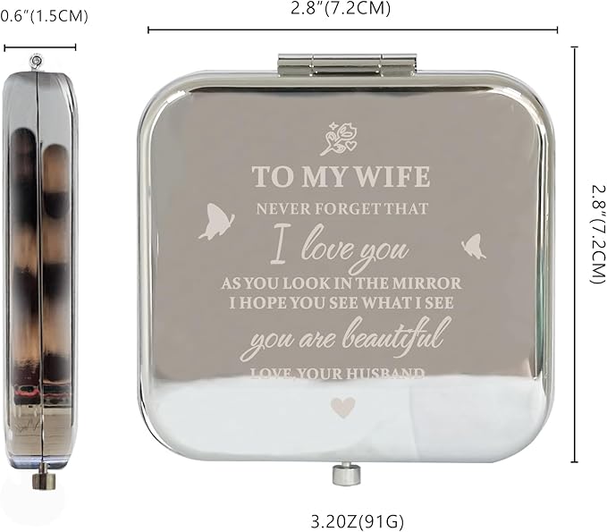 Gifts for Wife from Husband, I Love You Wife Gifts Compact Mirror, Romantic Gifts for Wife Anniversary, Wife Birthday Gifts from Husband for Mothers Day, Wedding, Valentines or Christmas
