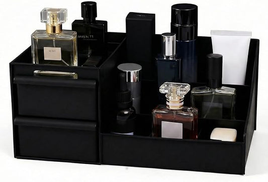 Cologne Organizer for Men, Perfume Organizer with 2 Drawers, Organizer for Bathroom or Bedroom Countertop, for Perfumes, Skincare Products, and Daily Necessities Storage, Gifts for Men