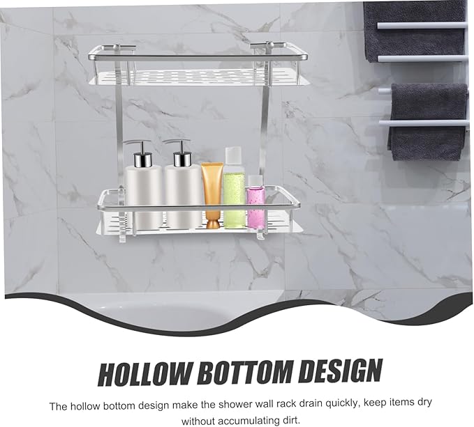 Bathroom Wall-Mounted Storage Rack Double Layer Space Aluminum Toilet Shelf for Organizing Items Bathroom Kitchen Dorm Simple and Practical Design