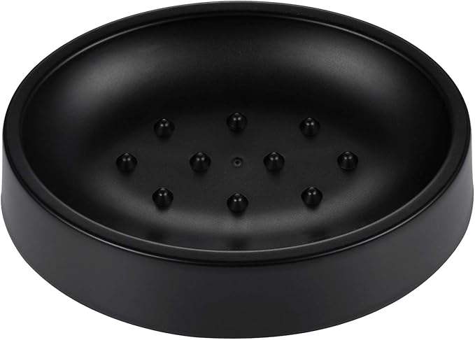 Bathroom Accessories Set 6 Piece - Trash Can, Toothbrush Holder, Toothbrush Cup, Soap Dispenser, Soap Dish, Toilet Brush Holder - Modern Bathroom Decor Set (Black)