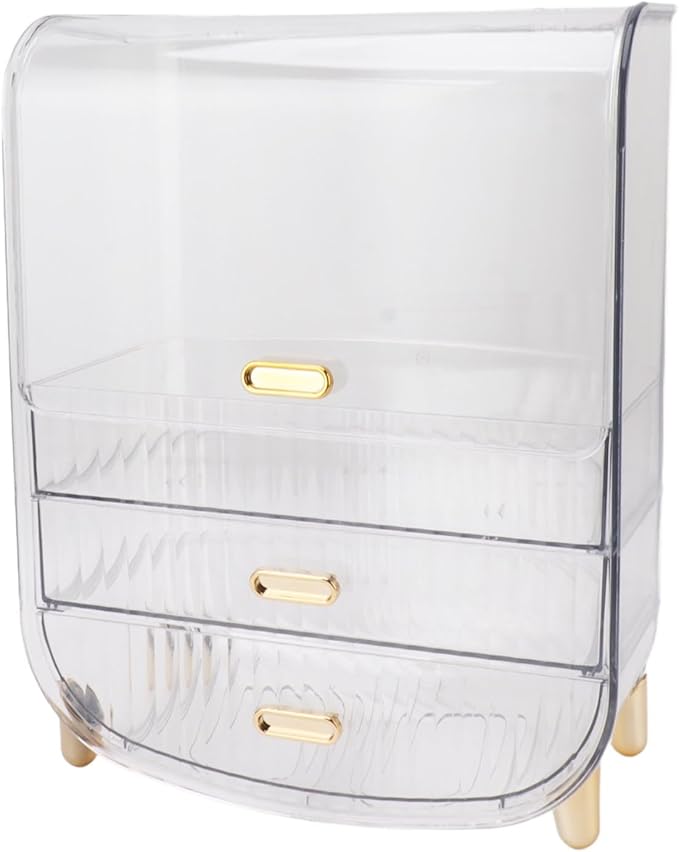 Eujgoov Makeup Storage Organizer with Drawers & Lid, Cosmetic Case for Countertop Bathroom – Ideal Gift for Women