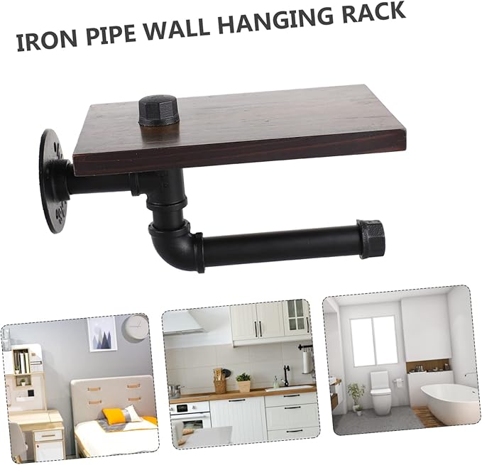 balacoo Wall-Mounted Storage Rack Toilet Holder Stand Rustic Bathroom Shelf Decorative Wall Rack