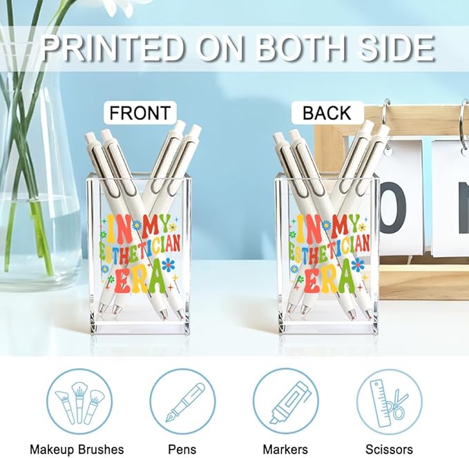 In My Esthetician Era Acrylic Cosmetic Holder, Funny Makeup Brush Organizer Gifts for Cosmetologist Makeup Lover Women Girls, Makeup Artist Christmas Birthday Gifts for Daughter Niece Sister BFF