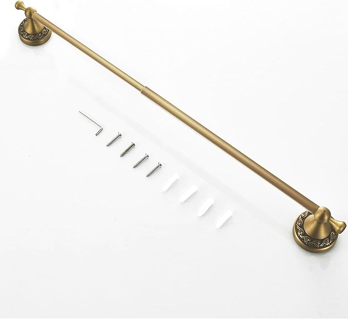 Brass Towel Bar,Adjustable Towel Holder Rod Antique Brass,Antique Towel Bar Rail Bathroom Accessories Wall Mount Expandable 15.2 to 27.8 Inch