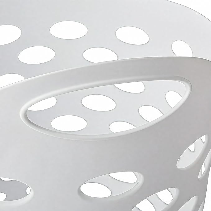 (3 Pack) Plastic Round Laundry Hamper, White - 2.2 Bushel Capacity, Lightweight & Durable with Carrying Handles for Home, Dorm, Bedroom, Apartment & Bathroom