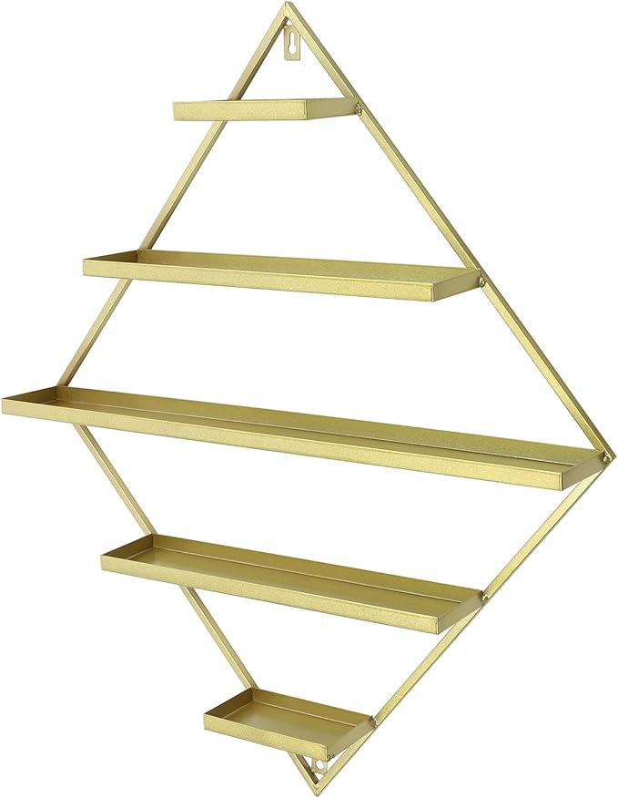4PCS Nail Polish Storage Racks, 5-Tier Wall-Mounted Metal Cosmetic Display Case Makeup Organizer Wall Shelf for Home Spa Nail Salon Perfume Lipstick (Gold)