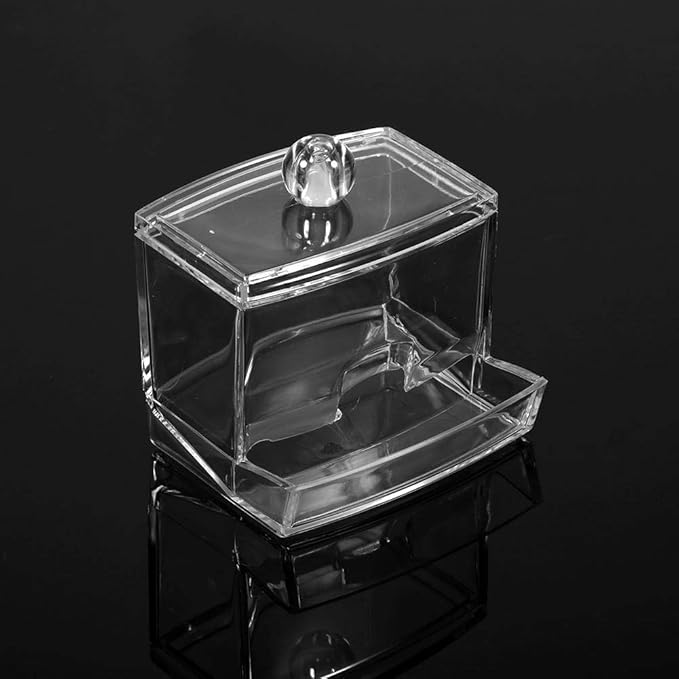 Haofy Clear Practical Cotton Swab Plastic Q-tip Makeup Storage Box Desktop Cosmetic Transparent Holder Case