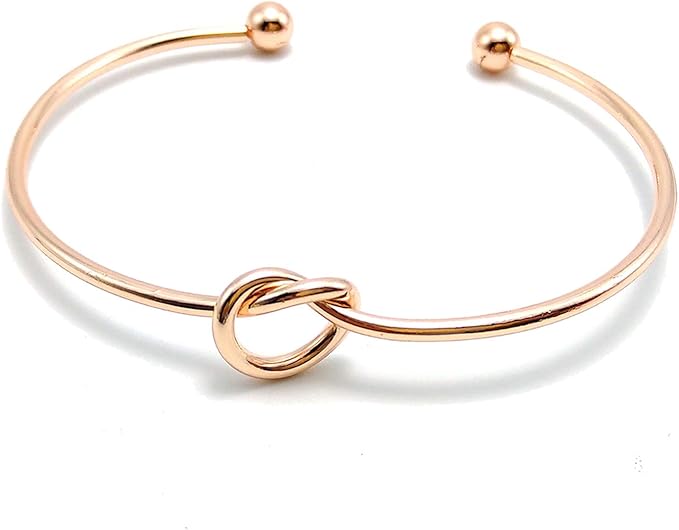Pack of 2 Mother of the Bride & Groom Mirrors Set - Rose Gold Stainless Steel Compact Pocket Makeup Mirror with 2 Pcs Rose Gold Knot Bracelet and Gift Box Wedding Proposal Gift
