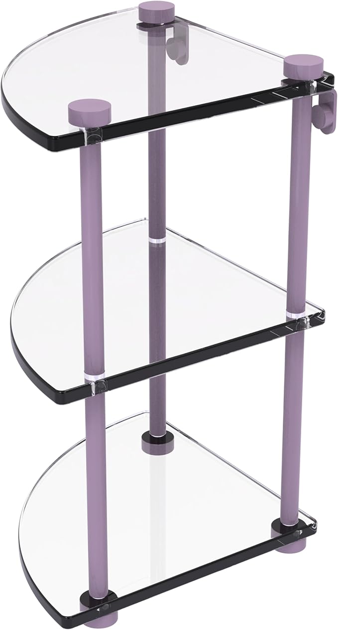 Allied Brass NS-6-LVN Three Tier Corner Glass Shelf, Lavender