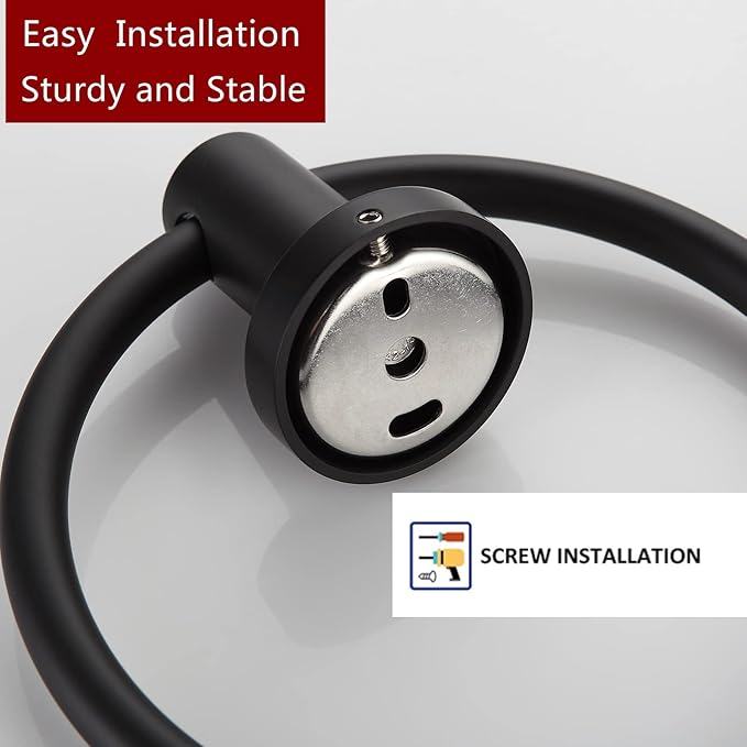 BGL Black Bathroom Towel Holder Black Towel Ring Stainless Steel Towel Ring for Bathroom 2 Pack