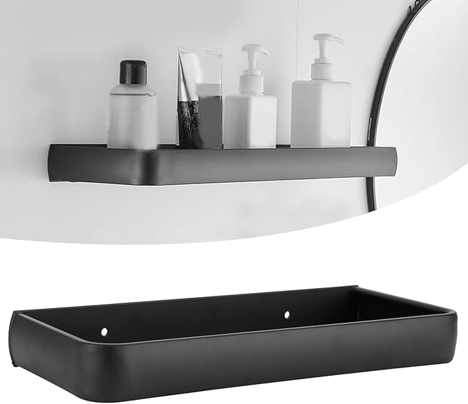 CDQL Bathroom Shelf, Space Aluminum, Wall Mounted, Hollow Storage Rack, Heavy Duty, Spacious Countertop Design Basket Organizer for Home (Monolayer)