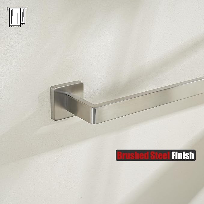 JQK Hand Towel Holder Towel Ring Gold, Thicken 0.8mm 304 Stainless Steel Bathroom Hand Towel Bar, 9 Inch Wall Mount Towel Rack Hanger, Brushed Steel, THH250L9-BN