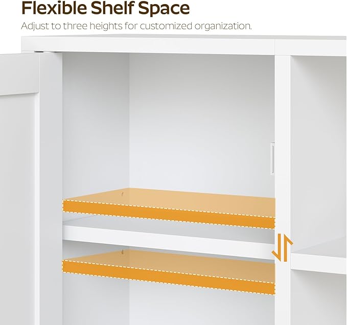 YATINEY Medicine Cabinet, Bathroom Wall Cabinet with Towel Bar, Over The Toilet Storage Cabinet with Adjustable Shelf and Open Partition, for Bathroom, Laundry Room, Living Room, Kitchen, White
