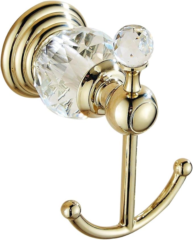 WINCASE Crystal Towel Hook, Gold Robe Hooks, Bathroom Hand Towel Wall Hanger for Clothes Closet Wall Mounted Kitchen