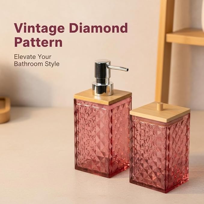 Red Bathroom Accessory Set, 6 PCS Red Bathroom Accessories Set,