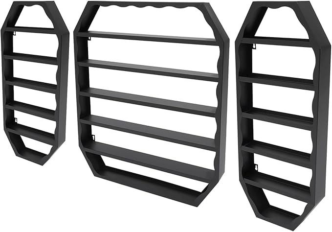 3pcs Wall-Mounted Nail Polish Storage Racks, Multi-Tiers Metal Display Racks With Middle Rack & 2 Side Racks,Metal Essential Oil Organizer Storage Racks For Homes, Nail Salons, Spas,Stores(Black)